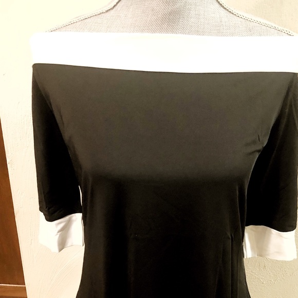 NWT JUST IN, Contrast Trim Bardot Dress - Picture 4 of 5